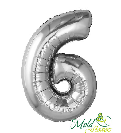 Balon cifra din folie "6" argintiu foto 394x433